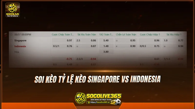 Soi kèo tỷ lệ nhà cái Singapore vs Indonesia trước trận Soi kèo tỷ lệ nhà cái Singapore vs Indonesia trước trận
