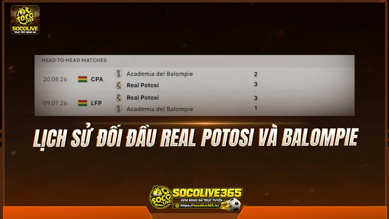 Lịch sử đối đầu Real Potosi và Balompie được Socolivetv tổng hợp